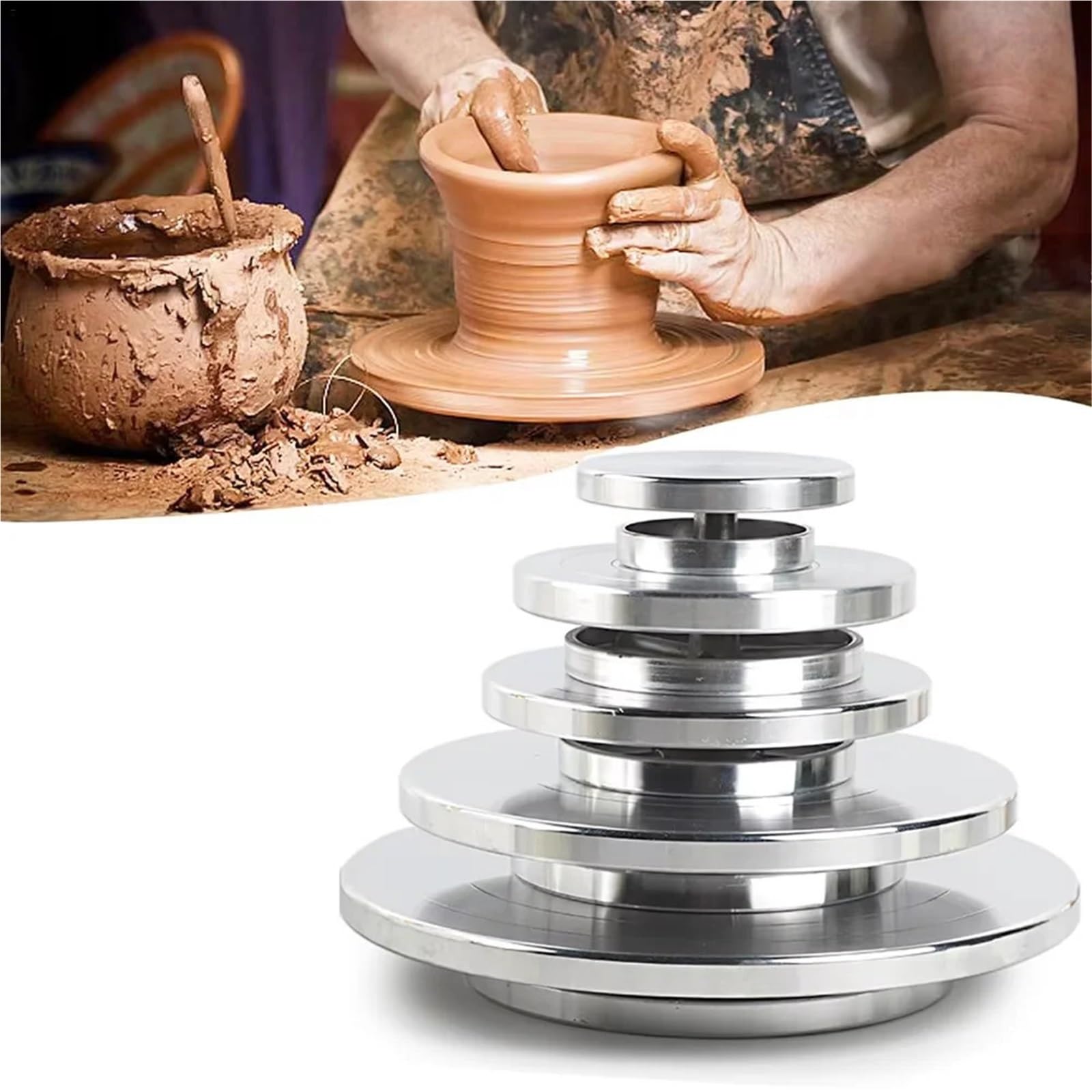 Tornio per Ceramica,Tornio Ceramica Piatto Girevole in Acciaio Inossidabile da 11-25 cm, Accessori for stampi in Ceramica, Argilla e Artigianato, Doppia Faccia(30CM)