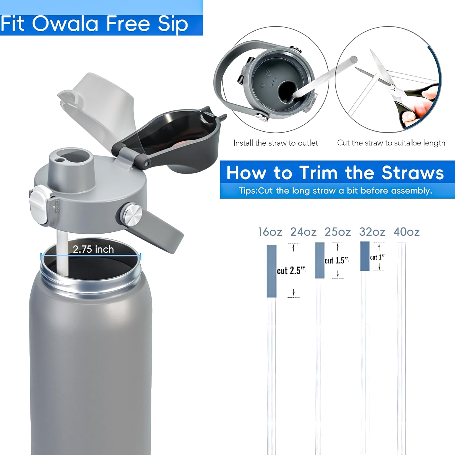 2 IN 1 Lid for Owala Freesip Cups, Replacement Lid for Owala 16oz 24oz 25oz 32oz 40oz, One Button Water Bottle Top Lid,BPA-Free Owala Accessories, Leak-Proof and Dishwasher Safe - Image 9