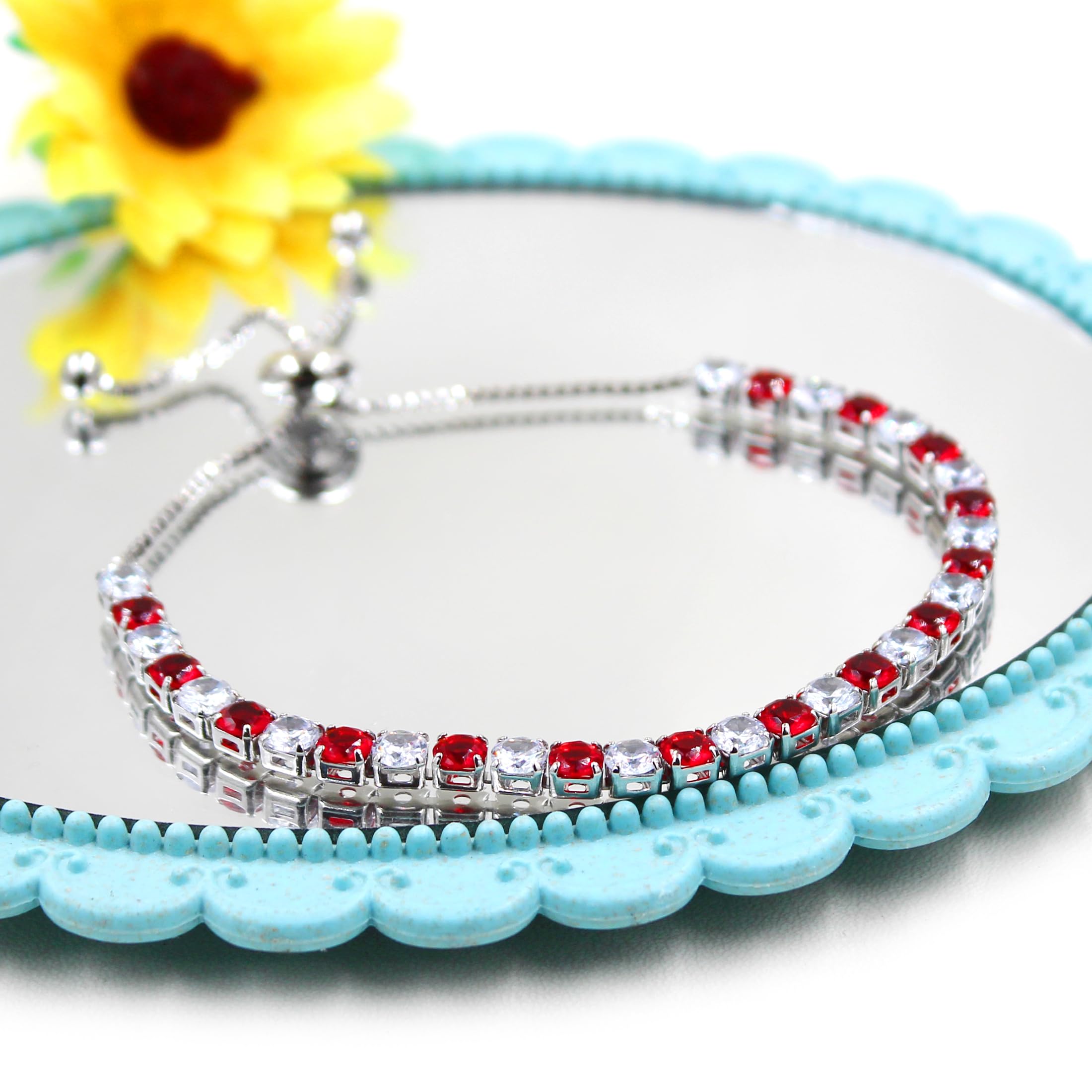 Platinierte Tennisarmbänder – Verstellbarer Zirkonia für Damen YA4375