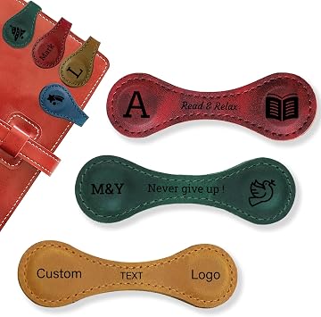 Personalized Magnetic Leather Bookmark, Multi Functional 26 Letters Leather Book Mark Clip, Cute Reading Bookmarks for Women, Men, Children, Teachers and Book Lovers Customized, Personalized