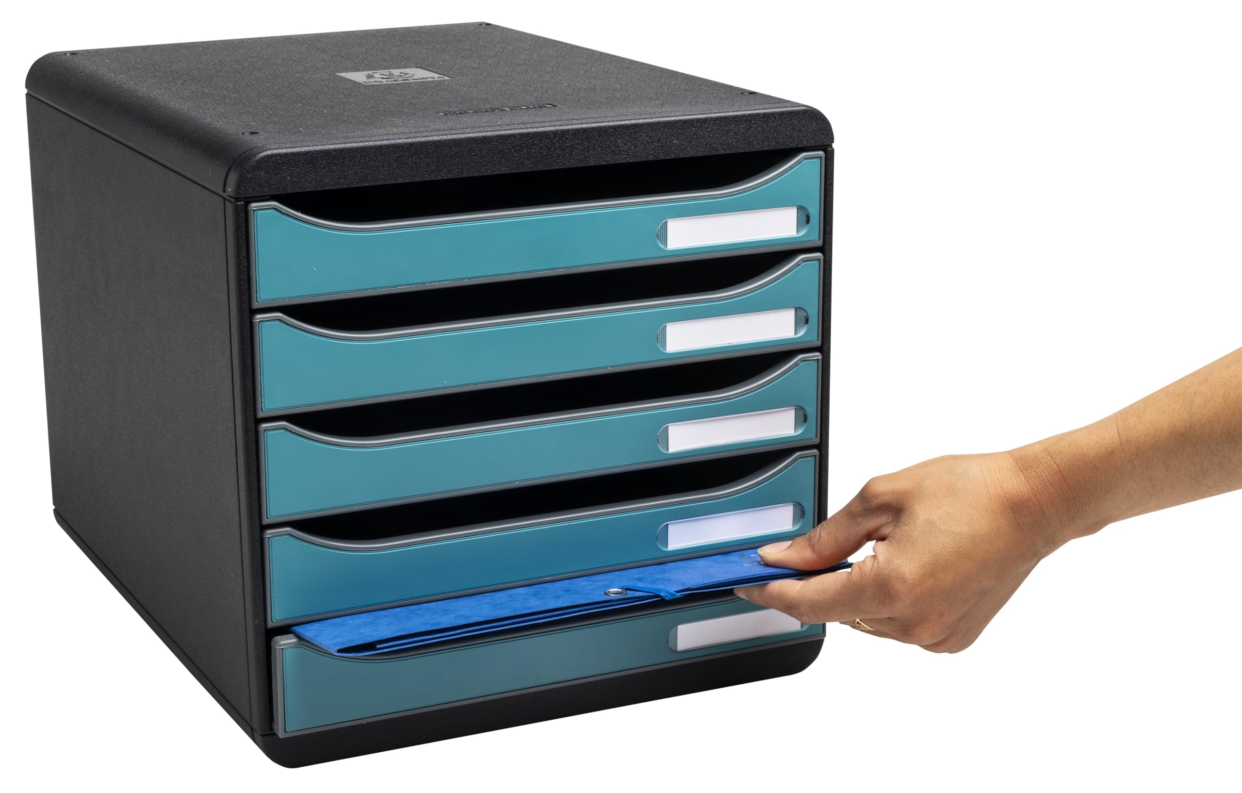 Exacompta - Ref. 30934D - Módulo de clasificación, almacenamiento BIG BOX+ Skandi, superponible, 5 cajones para documento A4+ Dimensiones externas. : Prof 34,7 x ancho 27,8 x Alto 27,1 cm - Azul