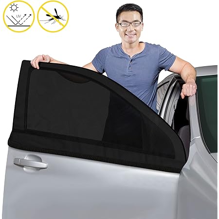 Amazon Sucool 車中泊 車用網戸 車用ネット 遮光サンシェード 虫除けウインドーネット ウィンドーバグネット 風を通す クルマ用網戸 エコネット アウトドア 左右1組 2枚入 サンシェード 車 バイク