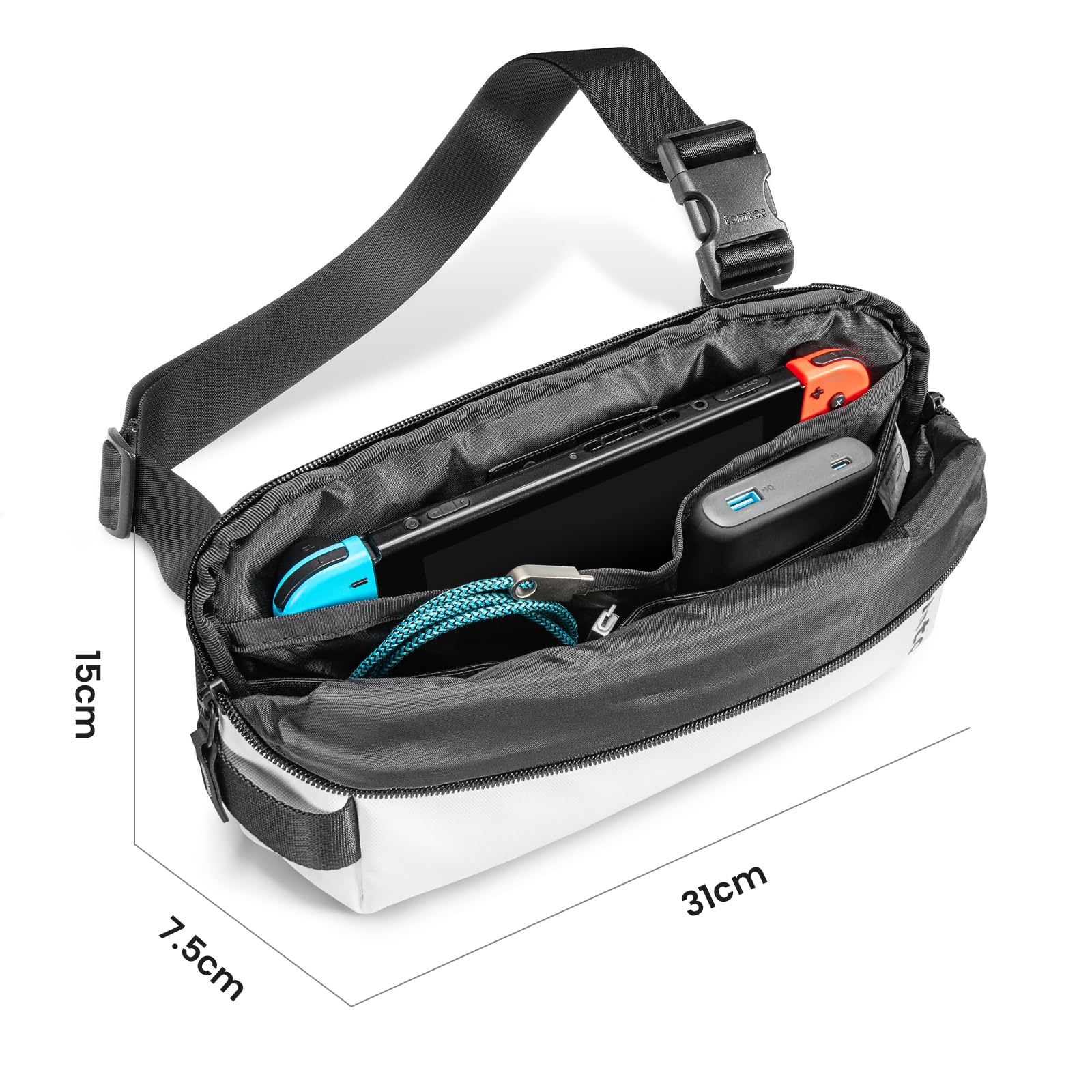 tomtoc EDC Sling Bag, Multifunzione Crossbody Bag Borsa a Spalla Uomo Zaino Antifurto Impermeabile Spalla, Borsa a Tracolla Leggera per il Trasporto Quotidiano per Viaggi, Lavoro, Palestra, Sport