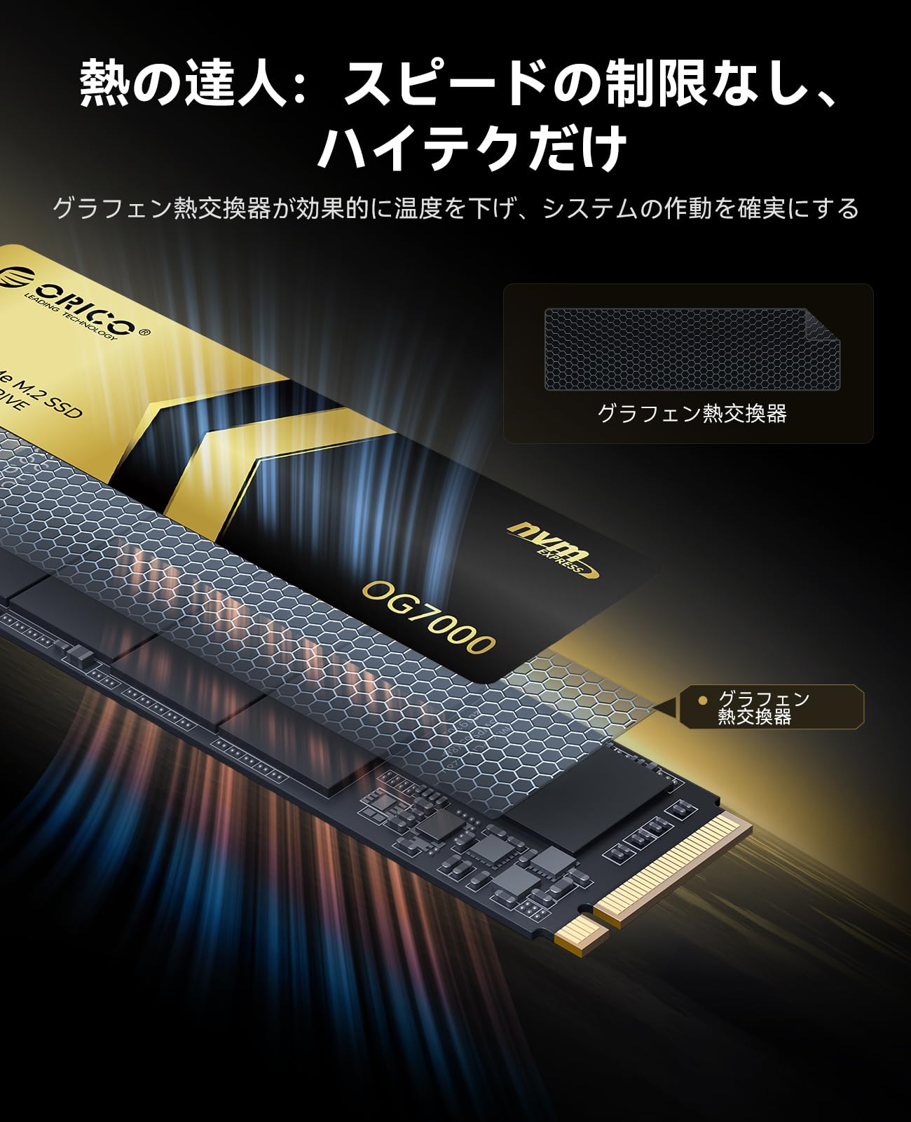 内蔵型SSD ORICO OG7000 2TB PCIe 4.0 NVMe SSD Amazon | ORICO OG7000 2TB PCIe Gen4 NVMe SSD、最大7450MB/s、8