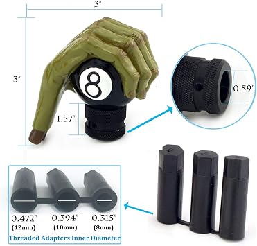 MT Gear Shifter Handle, Car Shift Stick Knob Green Devil Hand Griping Black Billiard Ball Style Fit Most Manual Automatic Transmissions