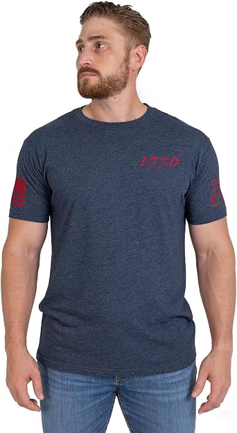 Grunt Style American 1776 Flag - Patriotic Graphic Tee, Mens Short Sleeve T-Shirt