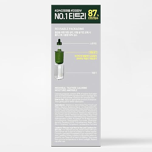Miniatura 8 de MEDIHEAL Teatree - Ampolla hidratante calmante (1.7 onzas líquidas, 1 paquete)  Calmante rápido e hidratación profunda con agua de hoja de teatree