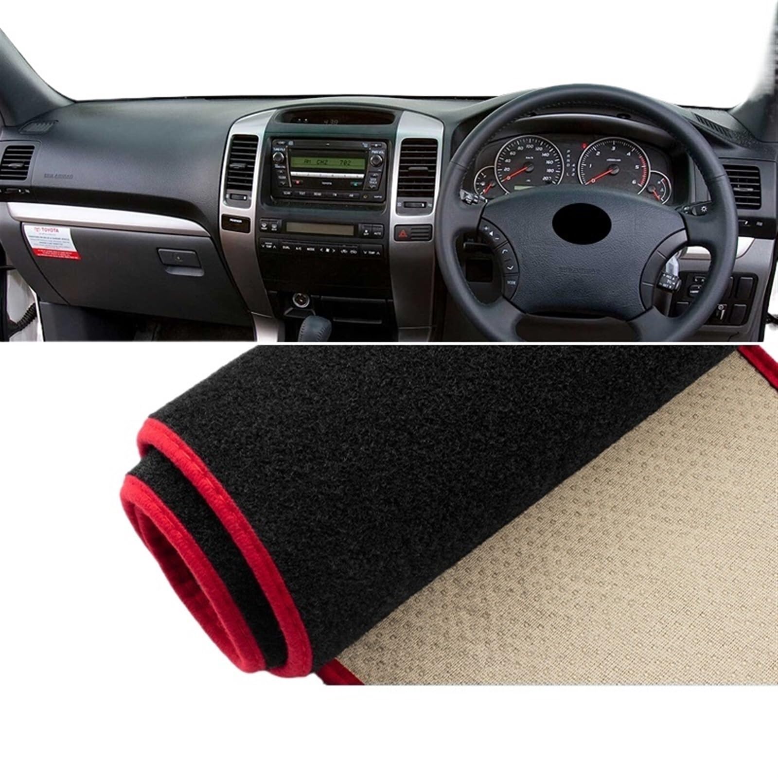 Dash Board Cover Mat For Toyota For Land For Cruiser For Prado 120 J120 2003-2006 2007 2008 2009 Car Dashboard Cover Avoid Light Pad Anti-UV Car Dashboard Cover Mat(A RHD Red Side)