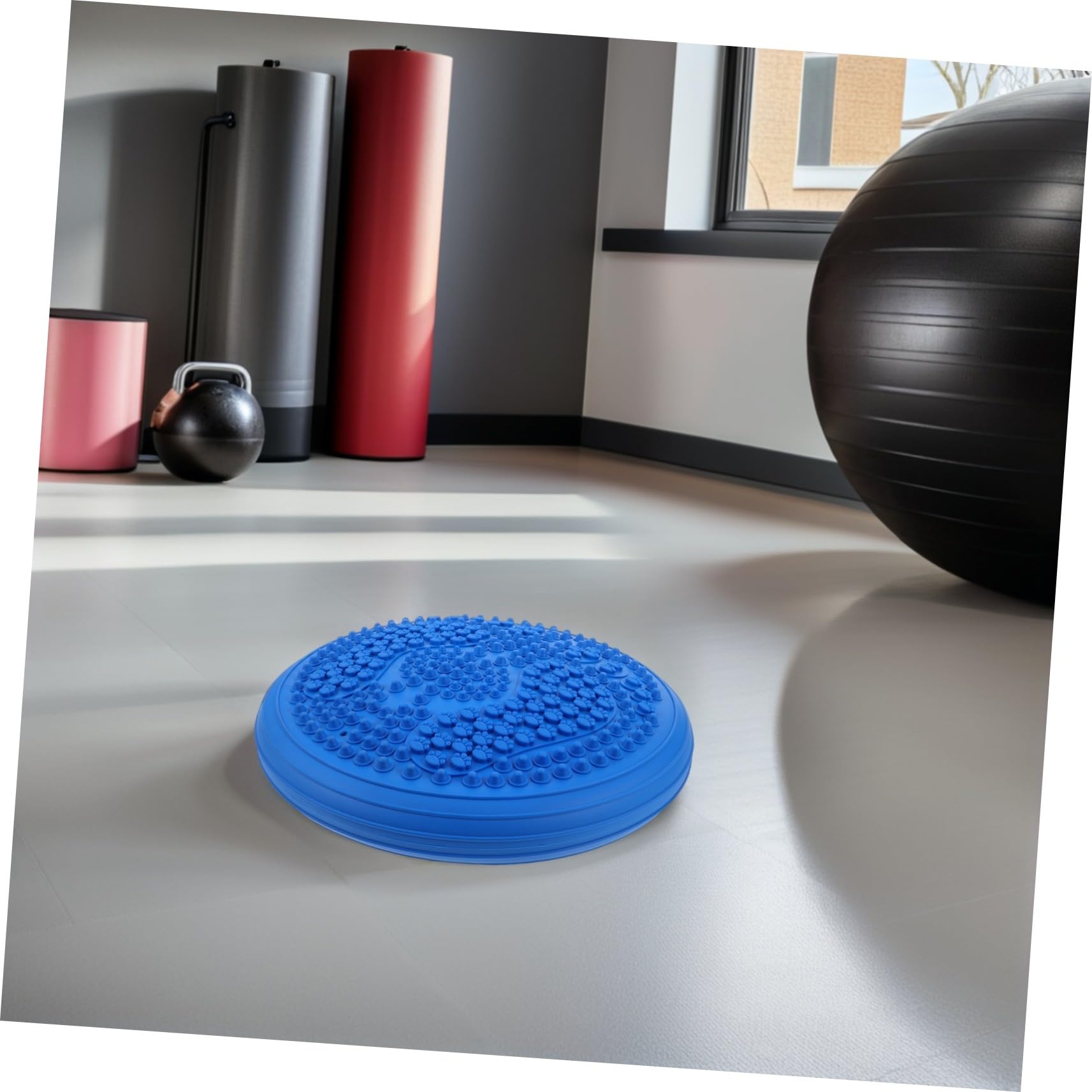 YARNOW Coussin Déquilibre Gonflable Rond avec Pompe Tapis de Yoga Épais Antidérapant pour Massage Plantaire Stabilité et Posture Améliorées Portable pour Gym à et Extérieur