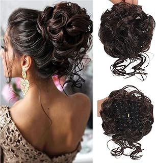 باروكة شعر صناعية بتصميم كعكة شعر فوضوية للنساء، كعكة شعر عشوائية بشكل متموج وكثيف مزودة بمشبك شعر للبنات، اكسسوار شعر بتصميم ضفيرة مموجة بشكل عشوائي (2/33)