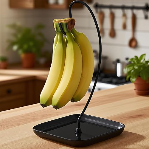 VROOMIUM Banana Holder Stand with Ceramic Bowl - Holds Up