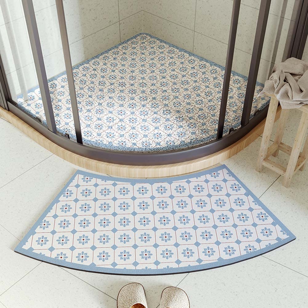 Juego de 2 alfombrillas de ducha redondas de lufa de lujo para esquina de barro de diatomeas para zona húmeda, inodoro y ducha interior, secado rápido, antideslizante, seguro
