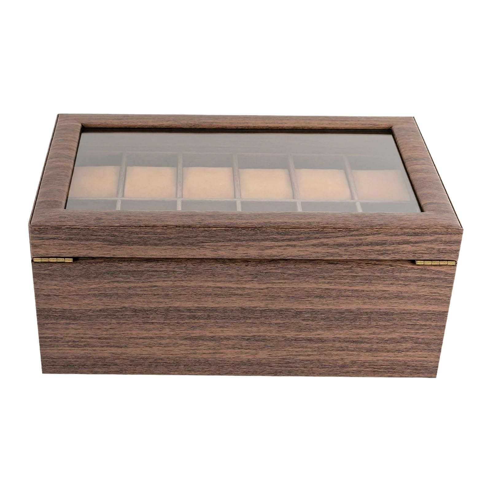 Portaorologi in Legno Massello Scatola porta orologi da 24 slot | Visualizzazione dell'organizzatore delle venature del legno con finestra trasparente for uomini e donne