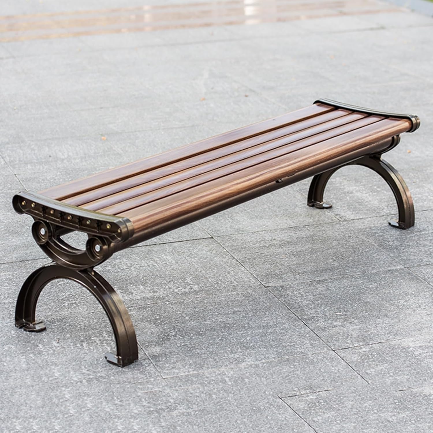 Outdoor Metal Bench, All-Weather Outdoor Bench, Selected Metal Material, Waterproof and Sunscreen, Load-Bearing Up to 800 Pounds, Suitable for Patio, Garden Etc(Without backrest,150cm/59i