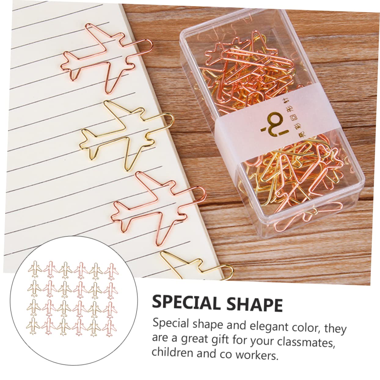 Lurrose Lot de 5 Pinces à Marque-page Pratiques Élégantes en Forme Davion Trombones Papeterie Robuste Indispensable pour La Maison Le Bureau Lécole Pièces X 5