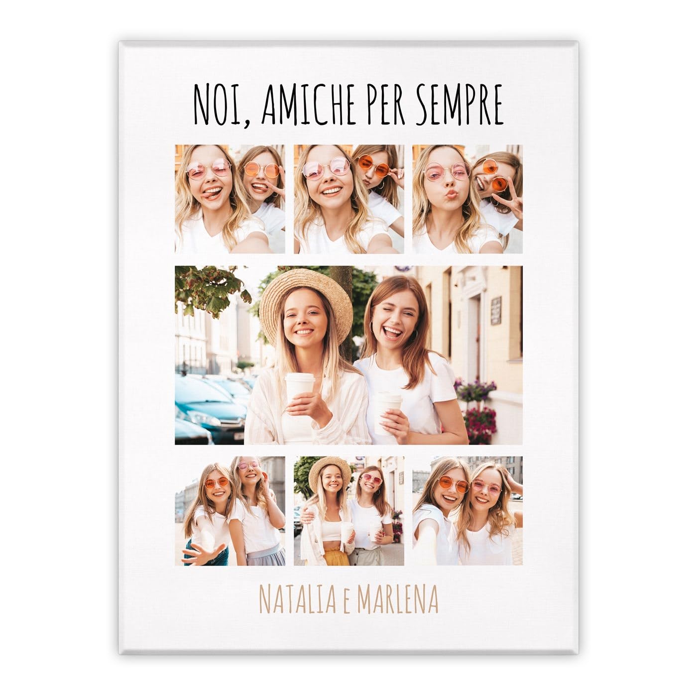 Maverton Quadro con foto - stampa personalizzata - foto e scritte personalizzate - tela con fotografie grande o piccola - pensiero originale donna per compleanno - amiche - 30 x 40 cm