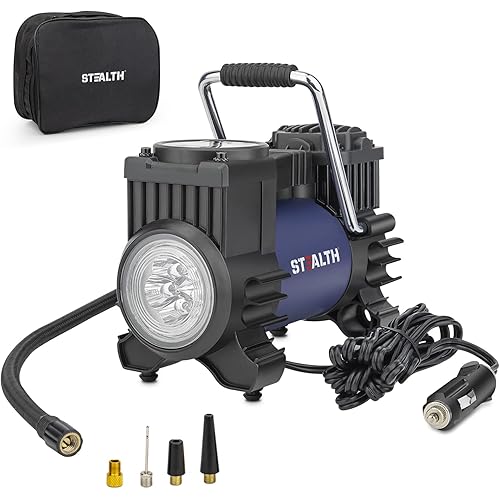 Stealth Air Compressor Tire Inflator Portable 12V DC Auto Digital Tire Pump ,120PSI Air Pump for Car Tires with Emergency LED Light for Cars, Trucks, Motorcycles and Other Inflatables ST-IN310DC