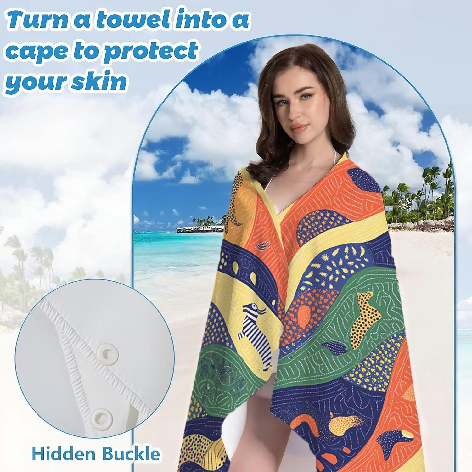 Toalla Playa Microfibra 150x200 Animal Diseño Super Absorbente Sin Arena Toalla Playa, con Cuerda Elástica, Ligero, Hombre, Mujer Ideal Toallas de Baño, Aplicable Gimnasio,Viajes, Natación, Color p485