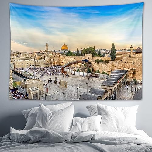 Miniatura 5 de BULOR Tapiz de pared occidental, Jerusalén Ciudad de Israel, para decoración, decoración de eventos judíos para dormitorio, sala de estar,
