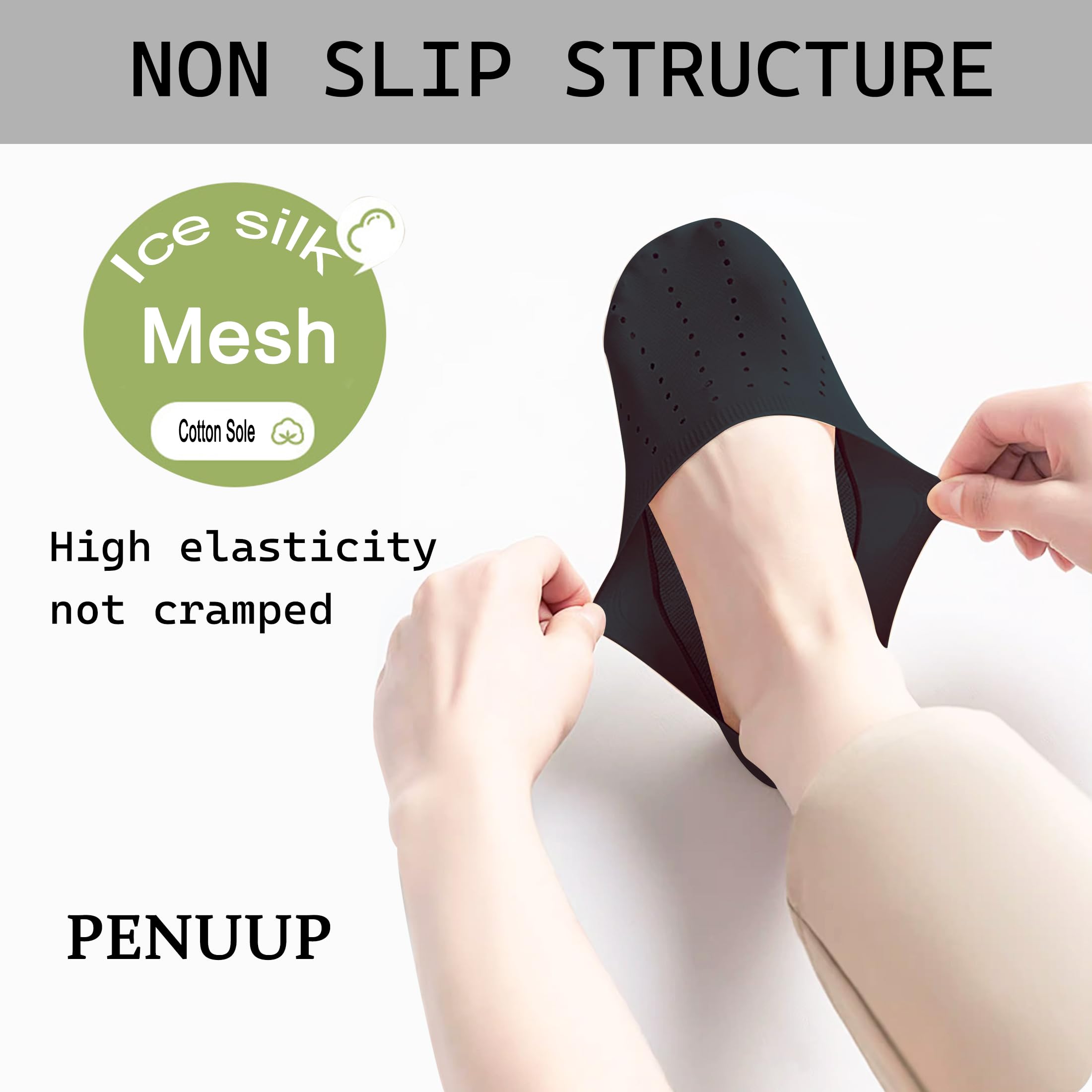PENUUP Ondo No Show Socks - Women's Flat, Non-Slip, Mesh, Breathable, Low Cut, Invisible Liner Socks