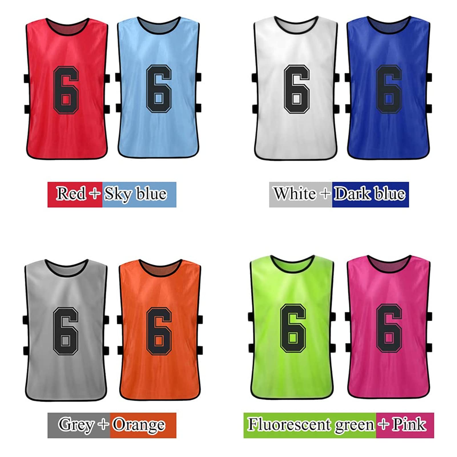 12 Stück Atmungsaktives Mesh Scrimmage Weste/2 Farben Markierungshemden/Trainings-Leibchen/Basketball/Football für Jugend and Erwachsene Teamsportbedarf Fußballtraining