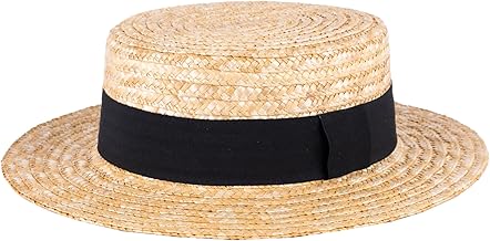 ZAKIRA Classic Straw Boater Hat Handmade from Natural Straw