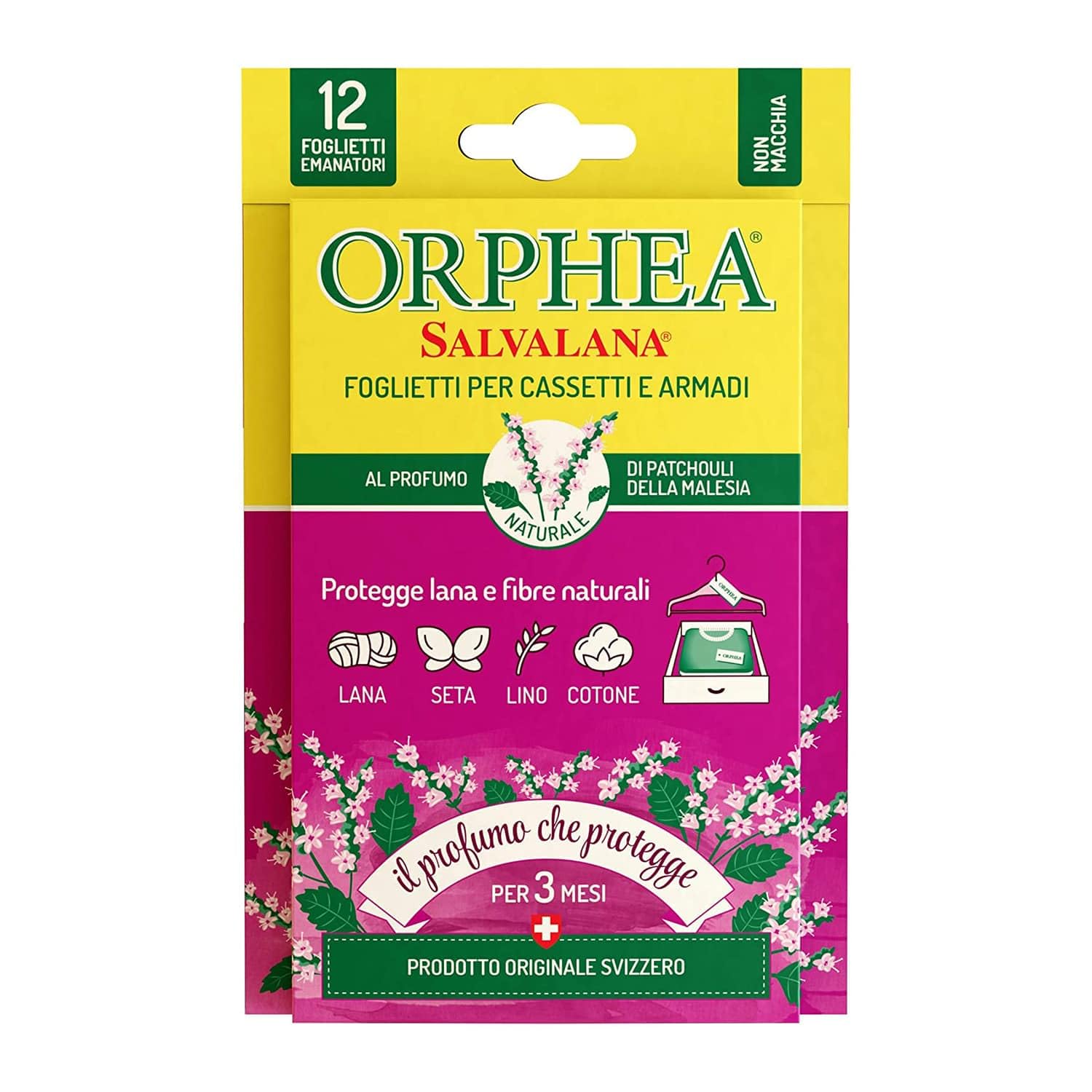 Orphea Patchouli Salvalana, Cassetti E Armadi 12 foglietti, Fragranza Malesia, Media