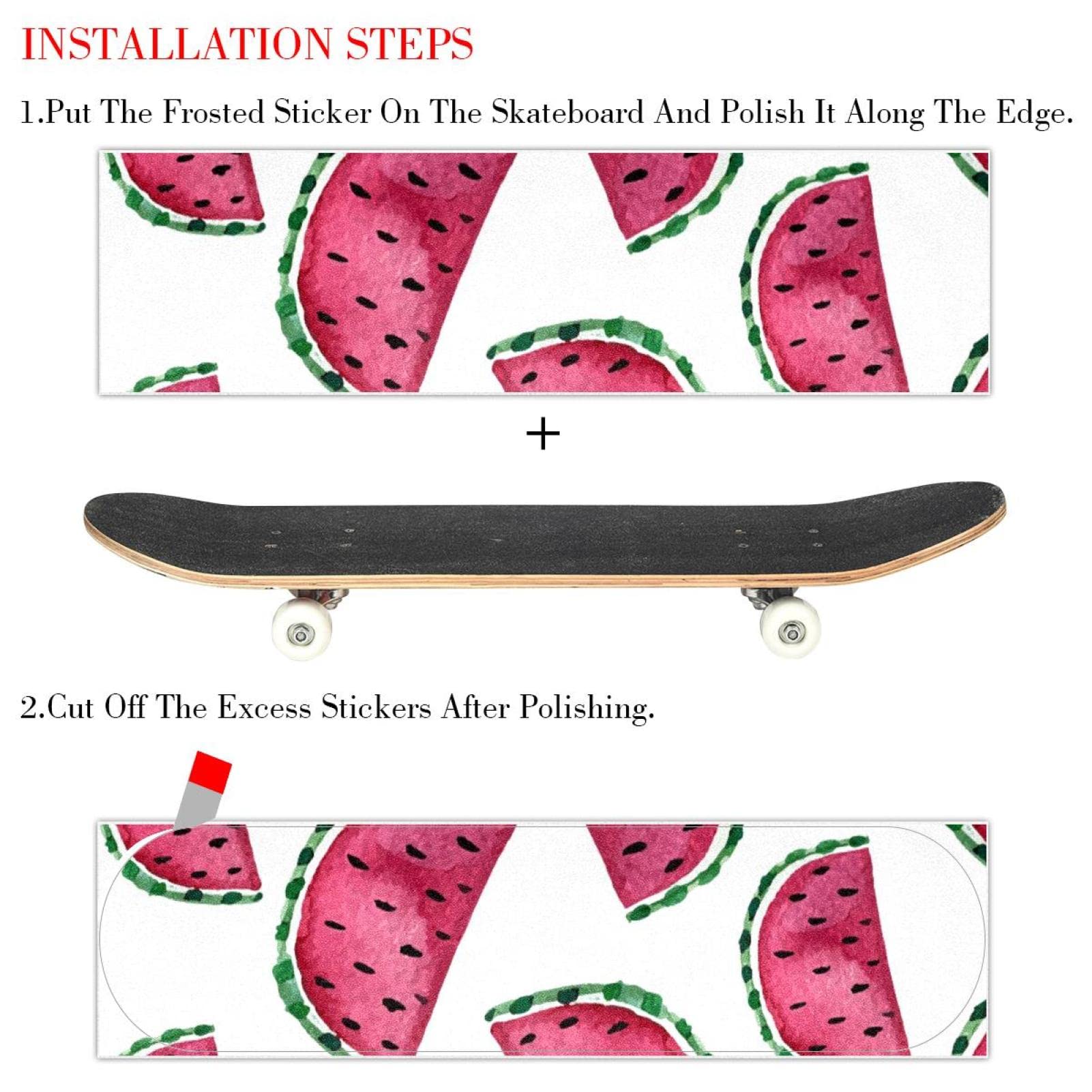 Watercolor Watermelon Skateboard-Griptape, Schleifpapier, Longboard, Aufkleber, Scooter, Deck, Sandpapier, 2 Stück