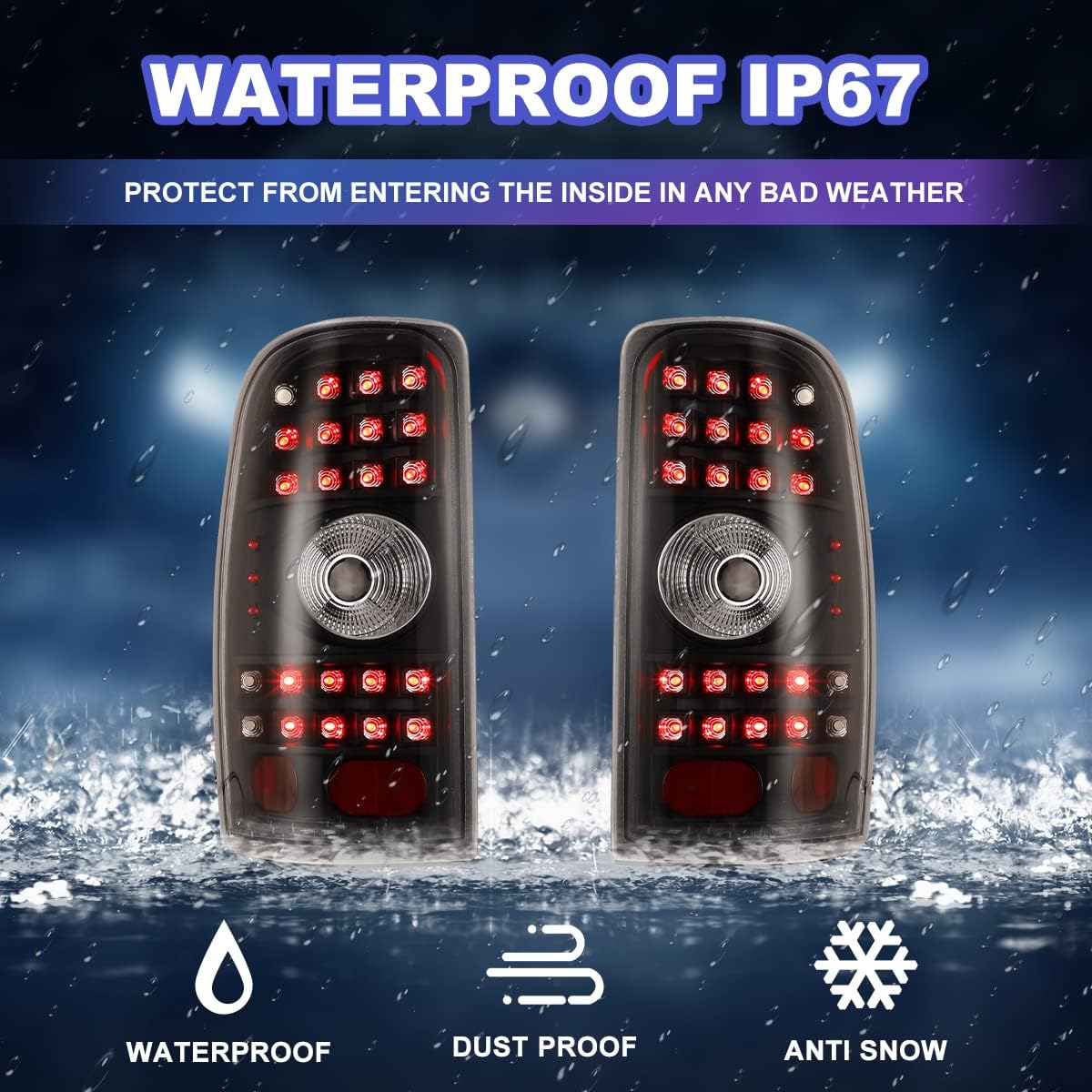 Nixon Offroad LED Tail Lights Fit For 2000 2001 2002 2003 2004 2005 2006 Chevrolet Suburban/Chevy Tahoe GMC Yukon Taillight Assembly w/LED Turn Signal Light/Running Light/Brake Light (Clear Lens)
