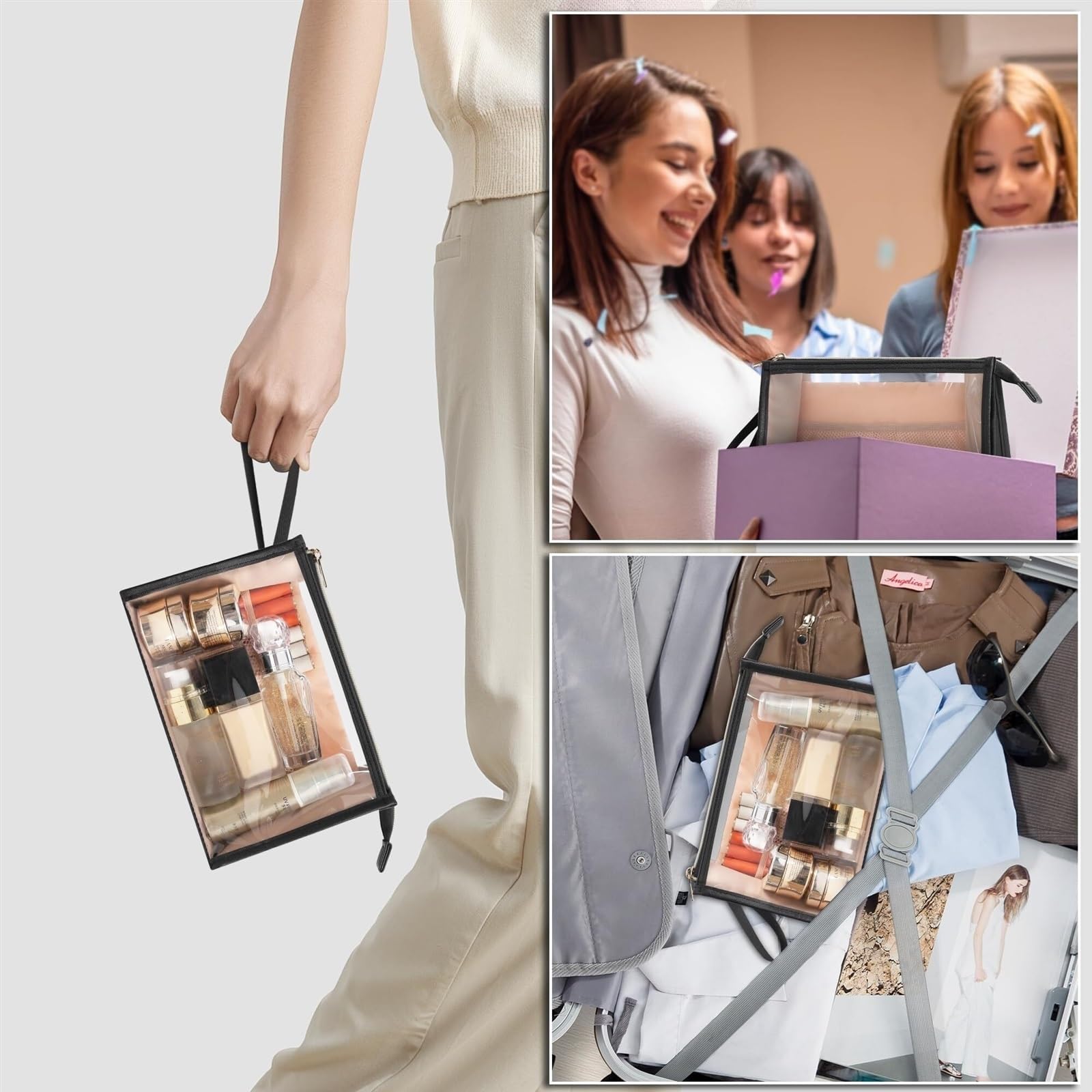 Kosmetiktasche Damen Kosmetiktasche, transparente Kosmetiktasche, tragbare Reise-Kosmetikbox, Aufbewahrungstasche Kulturbeutel