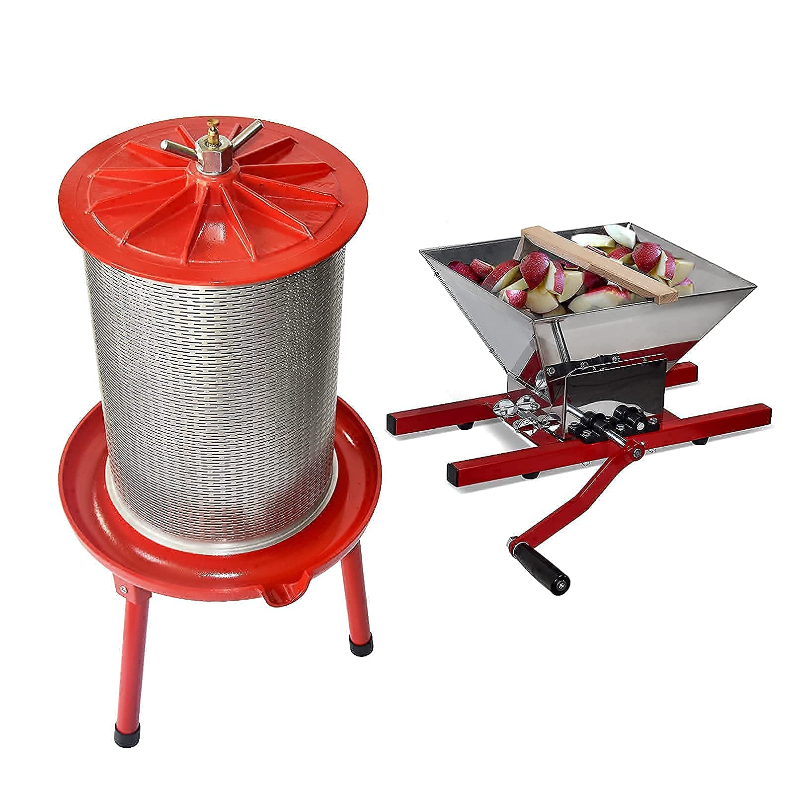 SQUEEZE masterFruit Apple Wine Classic Crusher -7 Litre/1.8Gallon with Hydraulic Fruit Wine Apple Press -5.3Gallon/20L