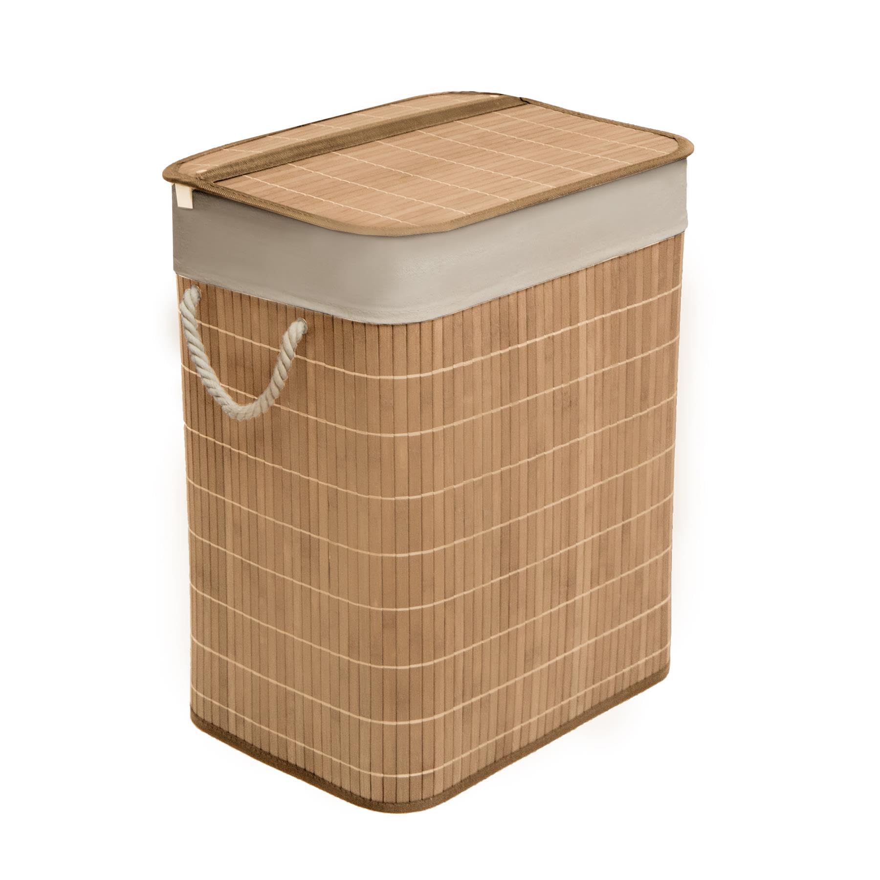 MANTRARAJ Laundry Basket 65L Dark Grey Foldable Bamboo Hamper