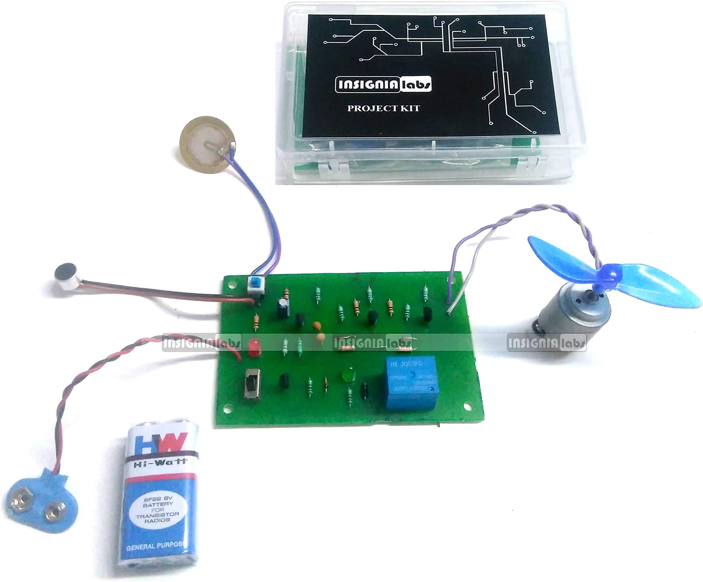 INSIGNIA LABS - CLAP Switch and Vibration Touch Based DC Motor Control KIT Project - Electronic School College Project