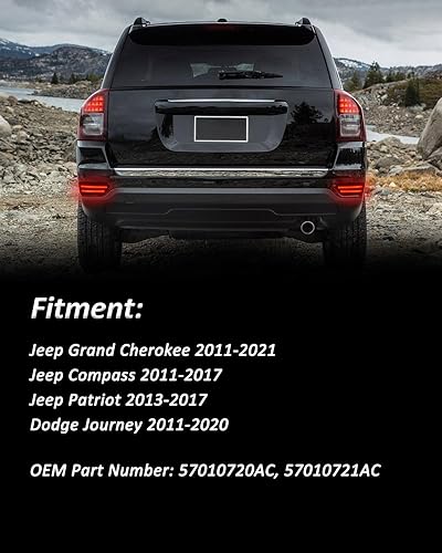 Miniatura 3 de Bestview Luz reflectora de parachoques trasero 4 en 1 compatible con Je-ep Grand Cherokee Compass Patriot Dodge Journey 2011-2021, funciona como luz