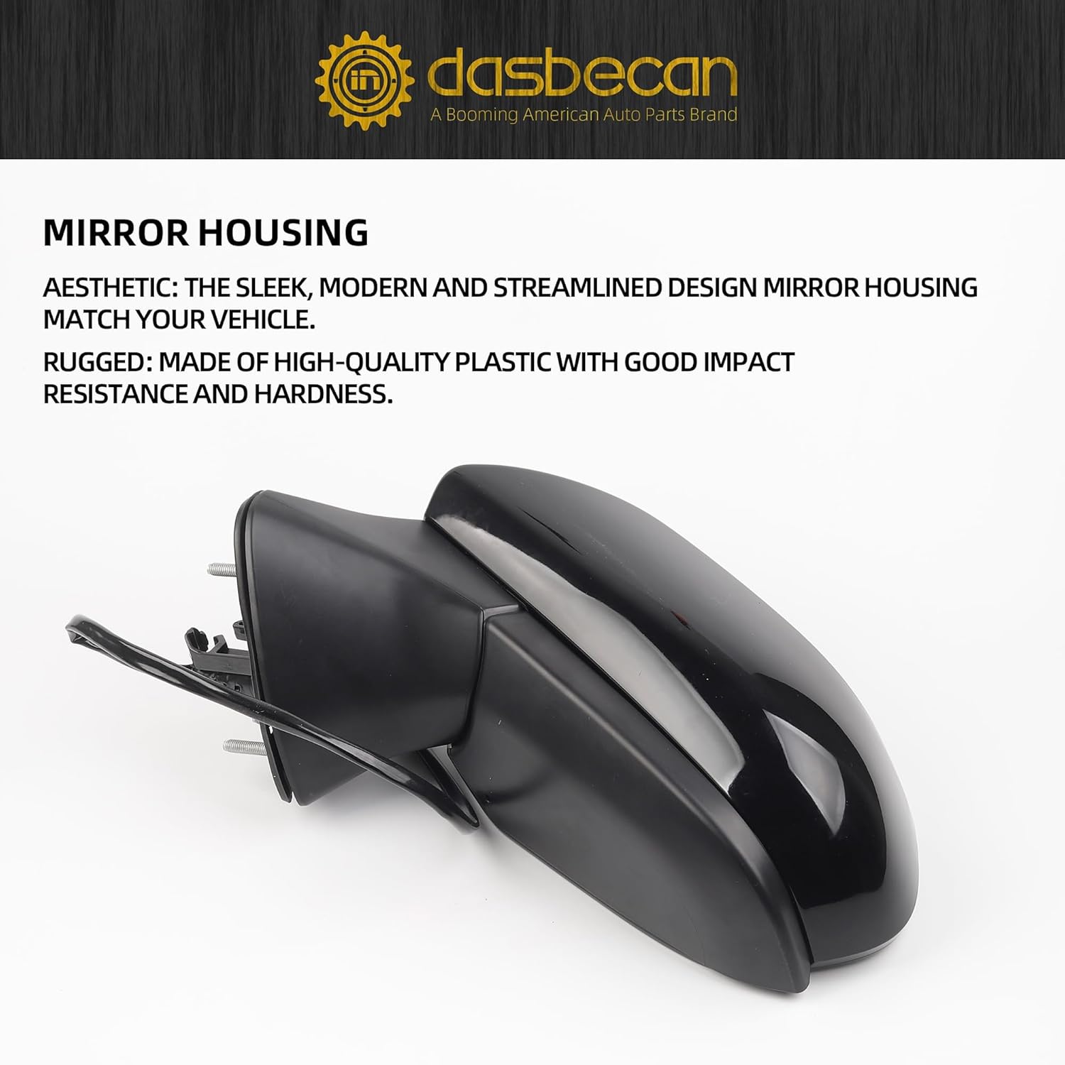 Dasbecan Left Driver Side Door Mirror Assembly Compatible with 2018-2024 Toyota Camry with Power Glass Non-heated Manual Folding Replaces# TO1320366 87940-06800 Black (3PINS)