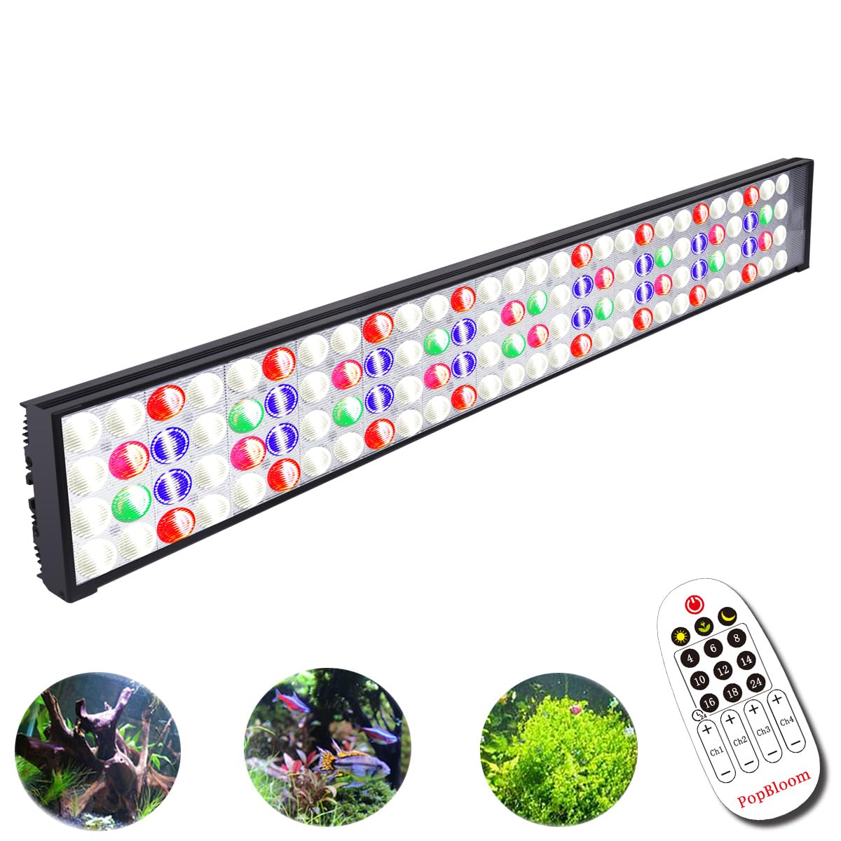 PopBloom Shannon75 Freshwater Full Spectrum Led Aquarium Light Planted Fish Tank Lamp Aquarium Lamp Led Lighting (1 Light for 30-40" Tank, Remote