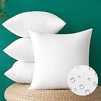 MIULEE 4 Pack 18x18 Waterproof Outdoor Pillow Inserts - Plush Fiber Filled Square Throw Pillows for Patio, Garden, Sofa & Couch