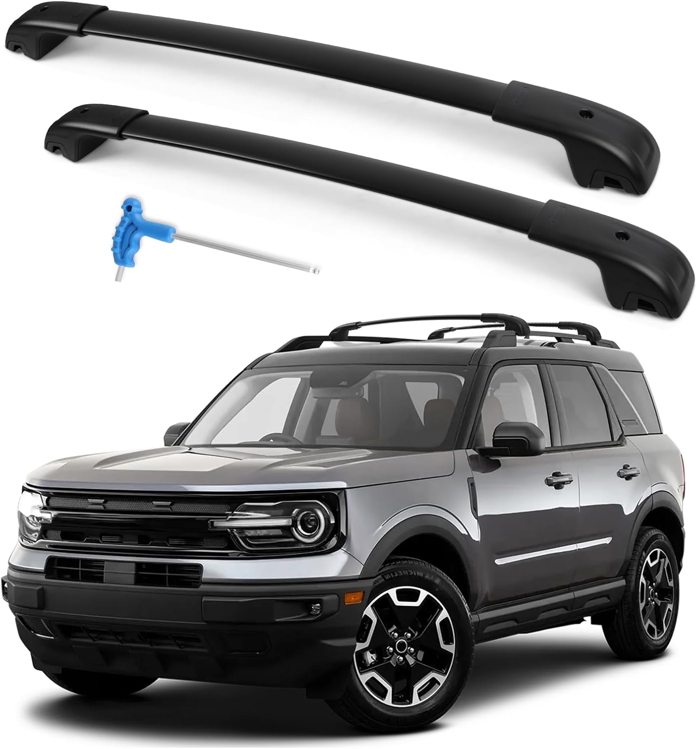 Roof Rack Cross Bars Compatible with Ford Bronco Sport On-Road Base & Bigbend 2021-2026 & Outer Banks 2021 & Heritage 2023-2025, 300LBS Heavy Duty Adjustable Aluminum Cargo Bar for Rooftop Carrier