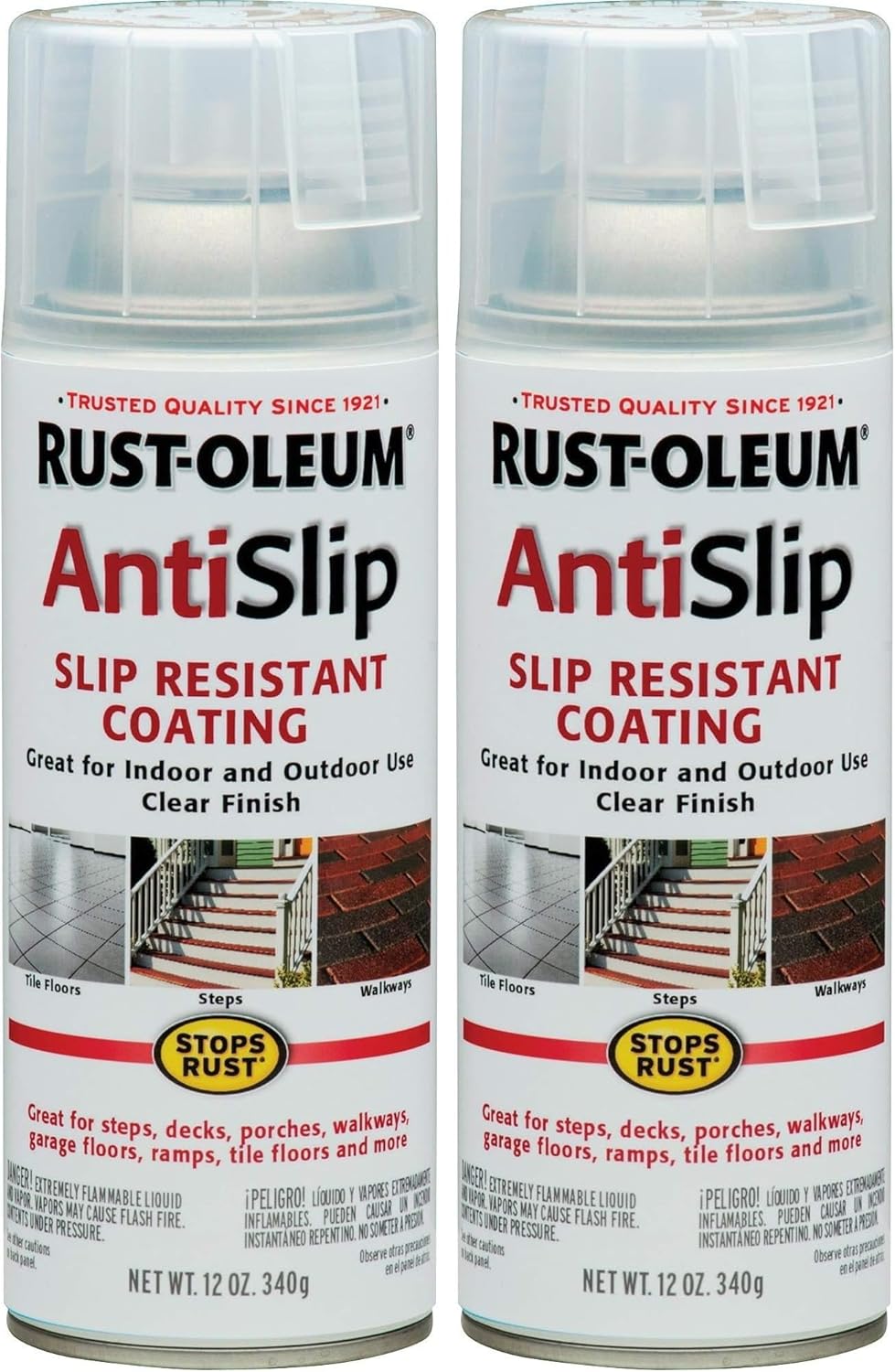 Rust-Oleum Stops Rust Anti-Slip 271455 Antislip Spray 12 oz, Clear Finish, 12 Ounce, 12 Fl Oz (Pack of 2)