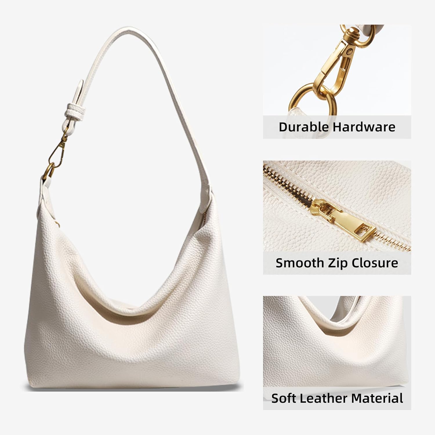 NEBIL Small Hobo Bag For Women Soft Pu Leather Shoulder Purse Slouchy Everyday Trendy Handbags with Zipper 2025 - Image 5