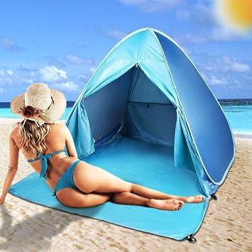 FBSPORT Beach Tent,Portable Pop Up Beach Shade, UPF 50+ Sun Shelter Instant Tent Umbrella Baby Canopy Cabana with Carry Bag