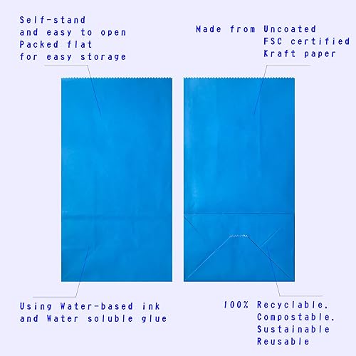 Miniatura 5 de Bolsa de recuerdos de fiesta, 50 piezas de papel y tinta seguros para alimentos, natural (biodegradable), bolsas de buffet de colores vivos, bolsa