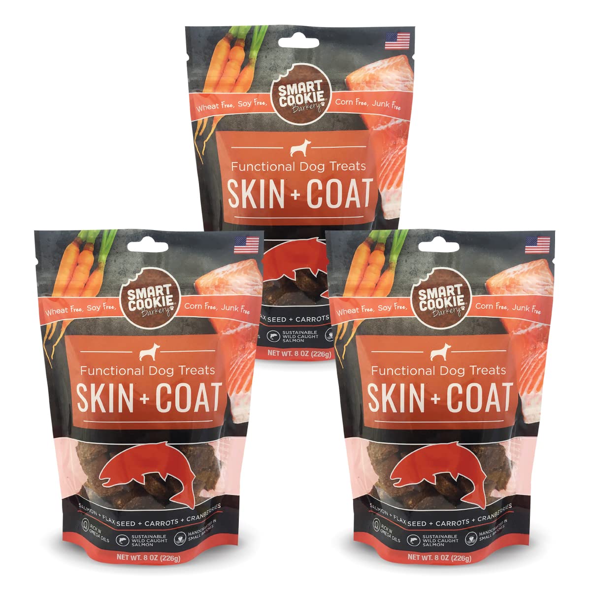 Smart Cookie All Natural Dog Treats - Healthy Skin & Coat Salmon Dog Treats - Ideal for Sensitive Stomachs or Itchy, Allergic, Dry Skin - Dehydrated,