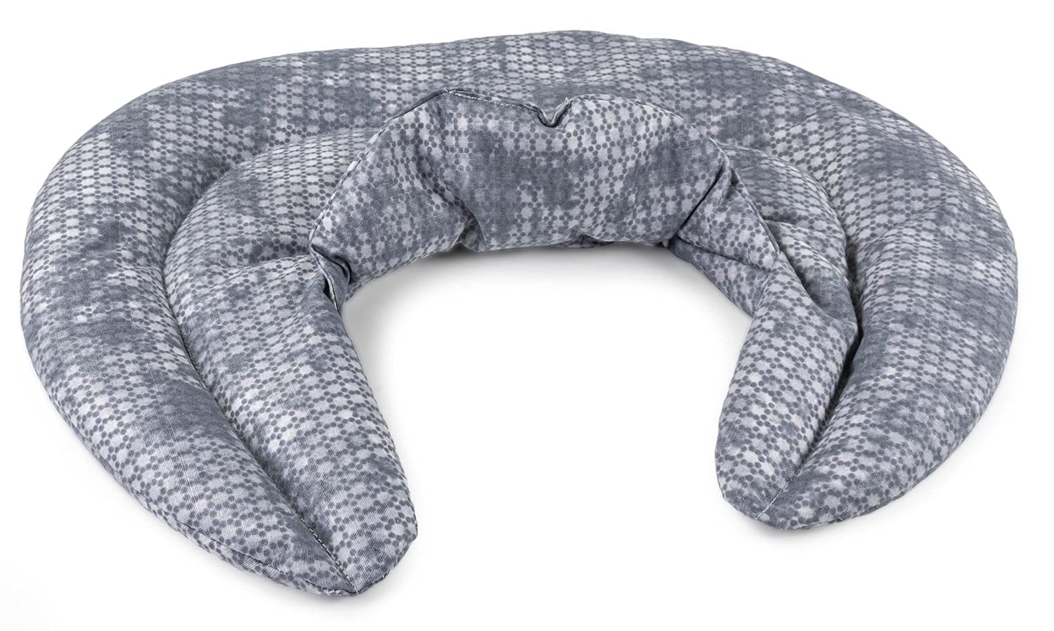Cuscino del collo con colletto alto, used look grigio blu. Cuscino con semi di farro, terapia calda e fredda per la nuca e la spalla