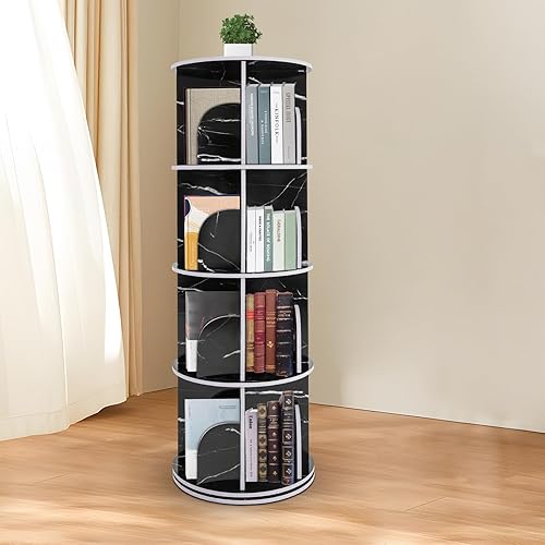 Miniatura 6 de Estantería giratoria, estantería giratoria de 4 niveles, estantería de esquina para espacios pequeños, estante de almacenamiento de pie de 360