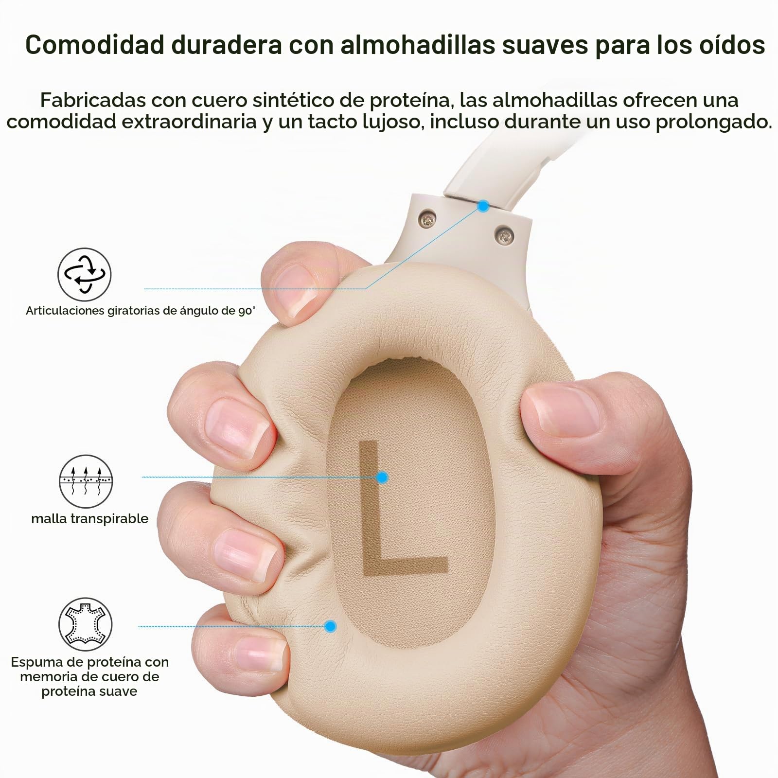 TOZO HT2 Cascos Inalámbricos Bluetooth ANC Híbrida y 60H Reproducción | ORIGX Sonido premium, 32 EQs con TOZO App, llamadas ENC nítidas, diadema ajustable, plegable portátil, conexión 3.5mm y USB-C