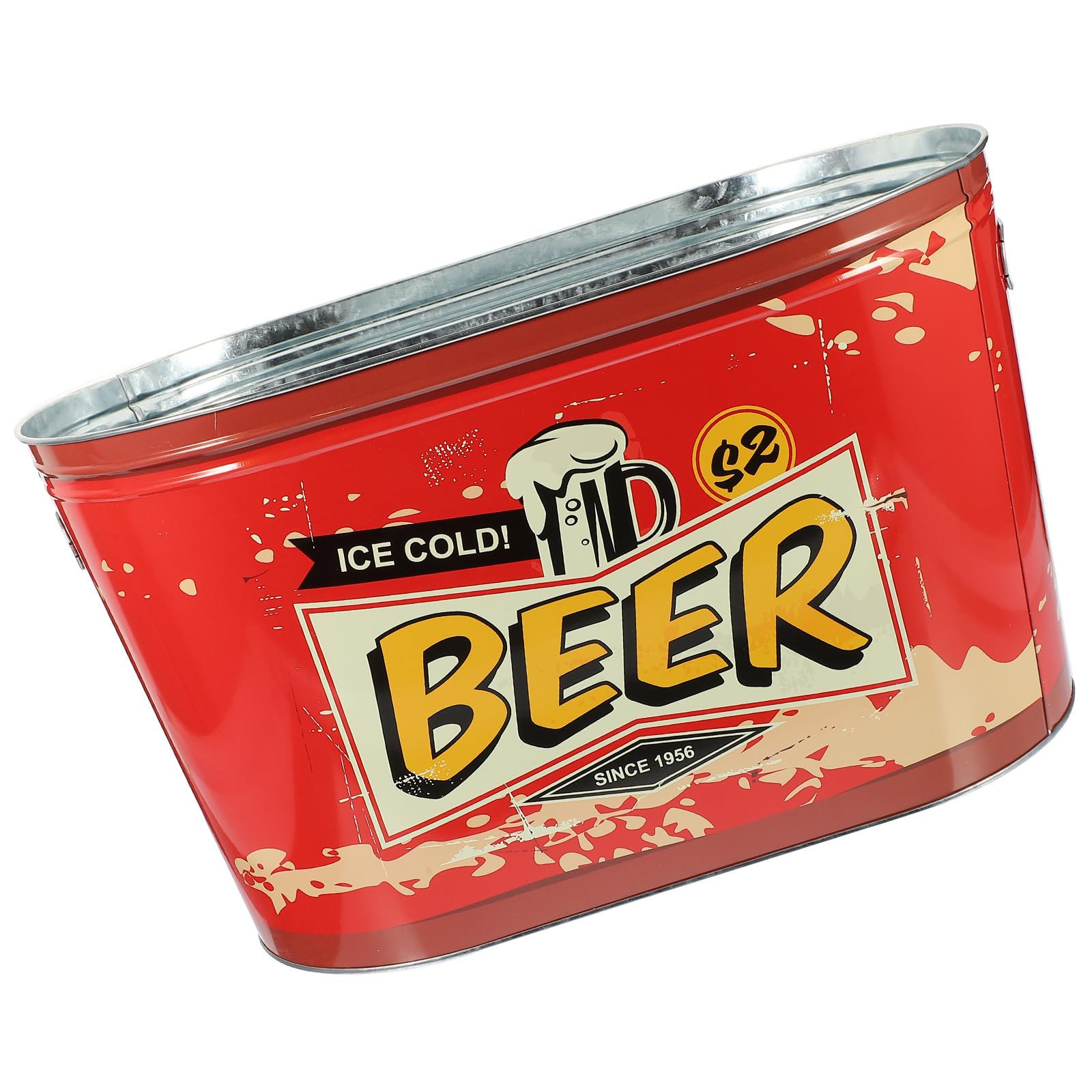 Cubo de Hielo de Hierro Rojo para Bebidas, Vino y Cerveza en Fiestas