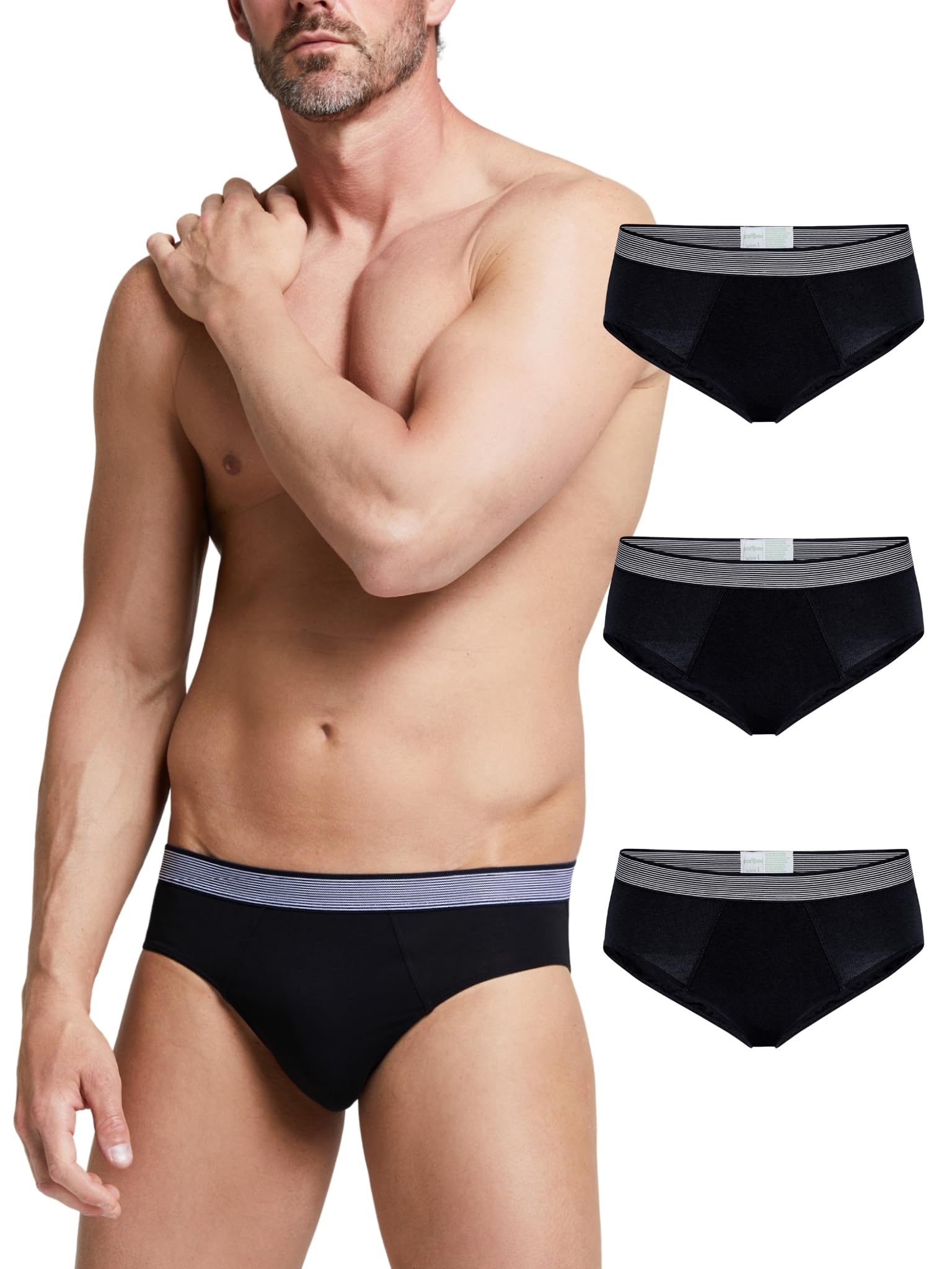 POMPEA 3 Pezzi Slip Uomo in Cotone Elasticizzato con Cinturino a Contrasto