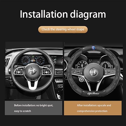 Miniatura 4 de Funda para volante de automóvil Alfa Romeo, de fibra de carbono de alta calidad, antideslizante, transpirable, accesorios de coche Alfa Romeo (nueva