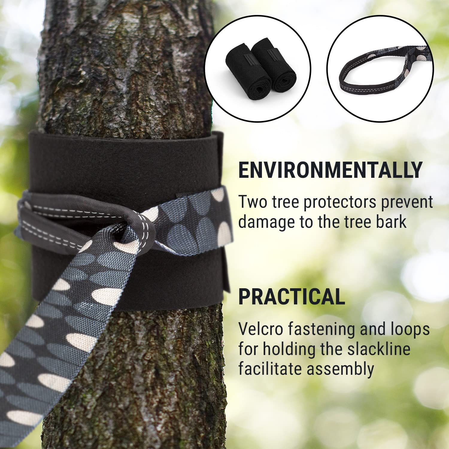 Klarfit Kit de Slackline con Cuerdas de Equilibrio, Cintas Entrenamiento Principales y Auxiliares, Raqueta, Protectores Árbol, Tirolina 15m, Carga 150kg, Juego para Niños y Adultos para Aire Libre